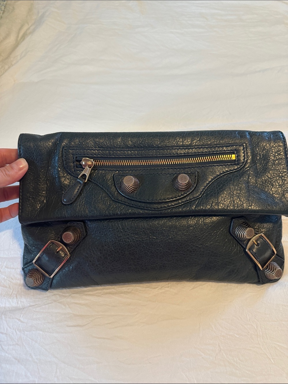 Balenciaga Forest Green Leather Fold-Over Belt Bag